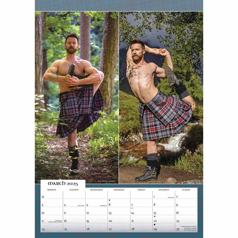 Kilted Yoga 2025 Wall Calendar Etsy 日本