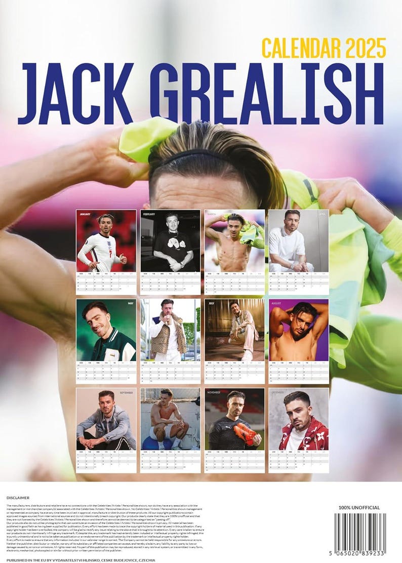 Jack Grealish 2025 Calendar Etsy