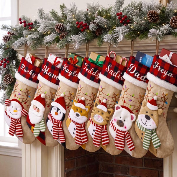 Personalized 3D Christmas Stockings, 2026 Family Embroidered Stocking, Holiday Decor, Xmas gift