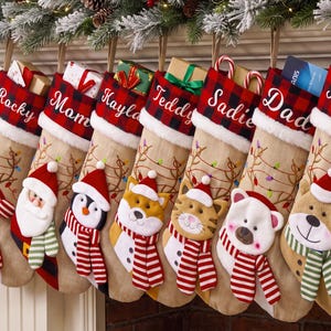 Gepersonaliseerde 3D-kerstsokken, geborduurde familiesok, decoratie voor de feestdagen