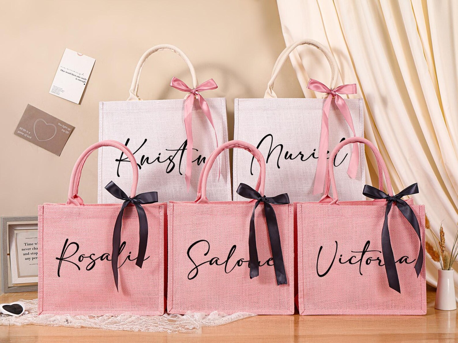 Bridesmaid Gift Bag,personalized Bridesmaid Burlap Bag,wedding Gift Bag ...