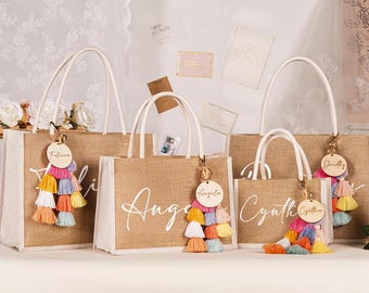 Gepersonaliseerde cadeautas bruidsmeisje, draagtas bruidsmeisje, strandtassen bruidsmeisje, jutetas bruidsmeisje aangepaste, vrijgezellenfeest, cadeauzakje feest