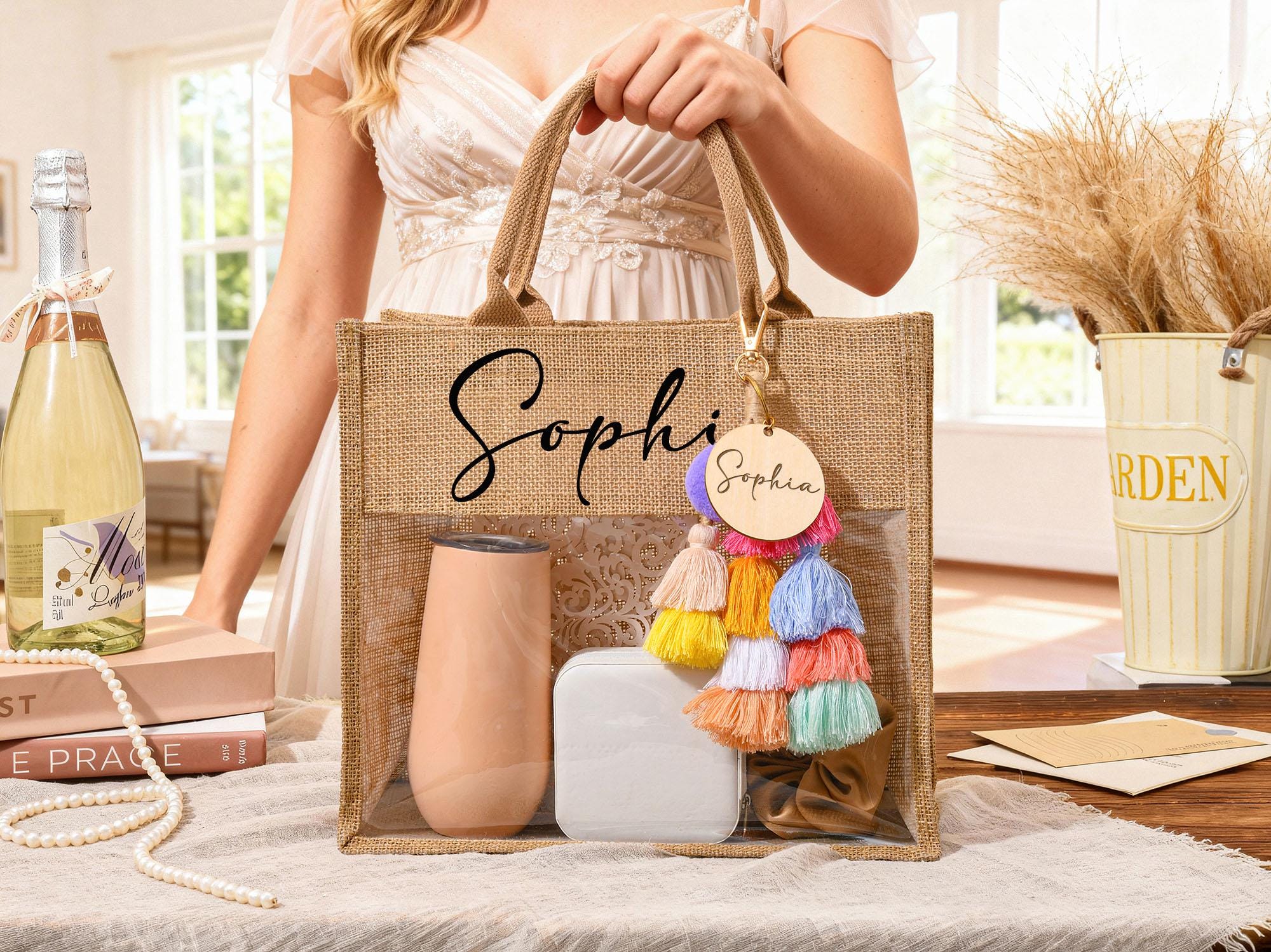 Personalized Bridesmaid Bag,beach Burlap Bag,monogram Beach Tote Bag ...