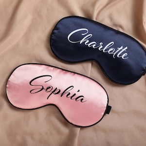 Personalized Sleep Eye Mask,Customized Sleep Mask Satin,Cute Bridesmaid Gift,Pajamas Robe Party and Bridal Party Gift,Bachelorette Party