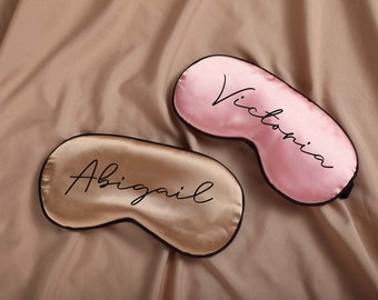 Mascherina per dormire personalizzata, mascherina per dormire personalizzata in raso, grazioso regalo per damigelle d'onore, pigiama e vestaglia per feste nuziali, addio al nubilato
