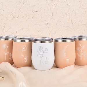 Bridesmaid Champagne Tumbler,Bridesmaid Gift,Bachelorette Wine Glass Party,Stainless Steel Insulated Glass,Wedding Gift,Engraved Coffee Cup