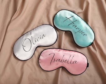 Mascherina per dormire personalizzata in raso, mascherina per dormire personalizzata, grazioso regalo per damigella d'onore, pigiama e vestaglia per feste nuziali, addio al nubilato