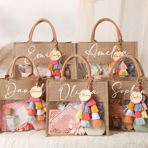 Bolsa de dama de honor personalizada, bolsa de arpillera para playa, bolsa de playa con monograma, bolsa de regalo para dama de honor, bolsa de despedida de soltera, bolsa de playa, bolsa de yute, bolsa para boda.