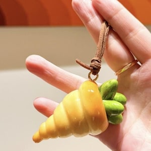 Real Bread Carrot Croissant Food Bag Charm | Miniature Food Purse Accessories
