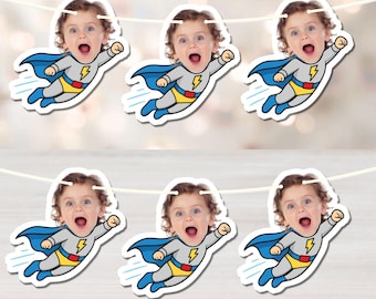 Personalized Superhero Photo Banner, Hero Garland, Action Party Decor, Custom Comic Backdrop Photo Prop
