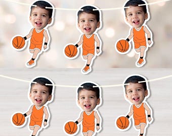 Personalized Basketball Birthday Banner, Custom Photo Hoops Garland, Sports Party Decor, Basketball Celebration Backdrop