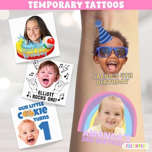 Personalized Kids Temporary Tattoos | Custom Children&#39;s Birthday Party Favors | Fun Celebration Accessories | Unique Party Bag Fillers