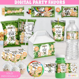 Digital personalisierte Wild One Geburtstag Party Favors | Safari Tier Print Geburtstagsartikel | Wild And Drei | Zwei Wilde | EINZELN VERKAUFT