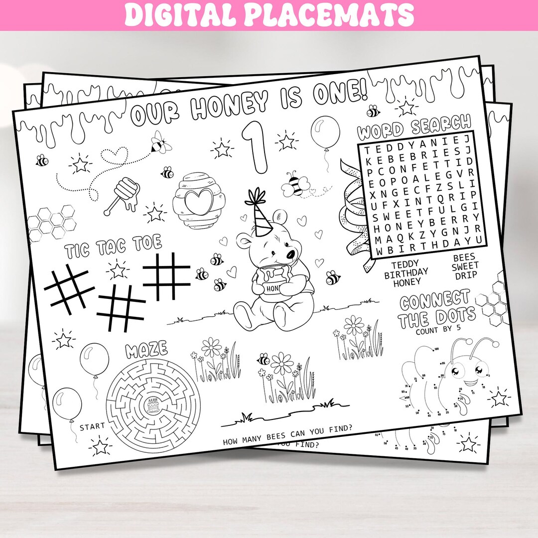 Personalized 1st Birthday Coloring Placemat Activity Sheets | Our ...