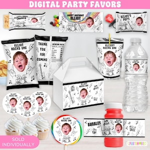 Digital Rock and Roll Party Favors | Rock N Roll Decor | Born Two Rock Party Favors | One Rocks | SOLD INDIVIDUALLY