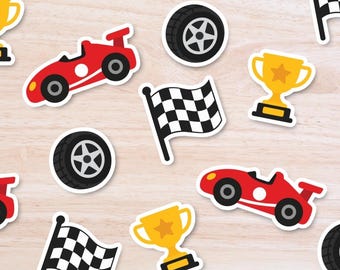 Race Car Party Confetti, Race Car Birthday Decorations, Racing Party Decor, Checkered Flag Table Scatter, 100 Pieces