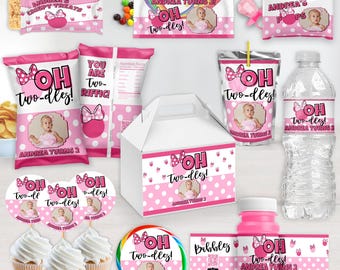 Digital Personalized Oh Twodles Party Favors | Pink Polka Dot Birthday Theme | Printable Custom Party Decorations | SOLD INDIVIDUALLY