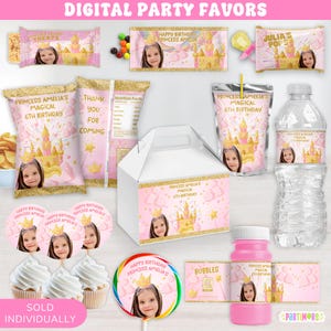 Digital Personalized Magical Princess Party Favors, Toppers, Juice Pouch Water Bottle Labels, Gable Box Chip Goody Bags | SOLD INDIVIDUALLY