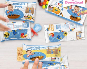 O-Fish-Ally One Theme Candy Wrappers | Gone Fishing Birthday Party Favors (Digital Download)