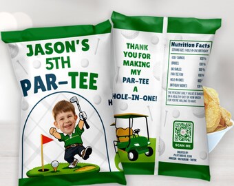 Personalized Golf Chip Bags, Golf Birthday Party Favors, Par-Tee Birthday Decorations, Custom Golf Treat Bags, Hole in One Party