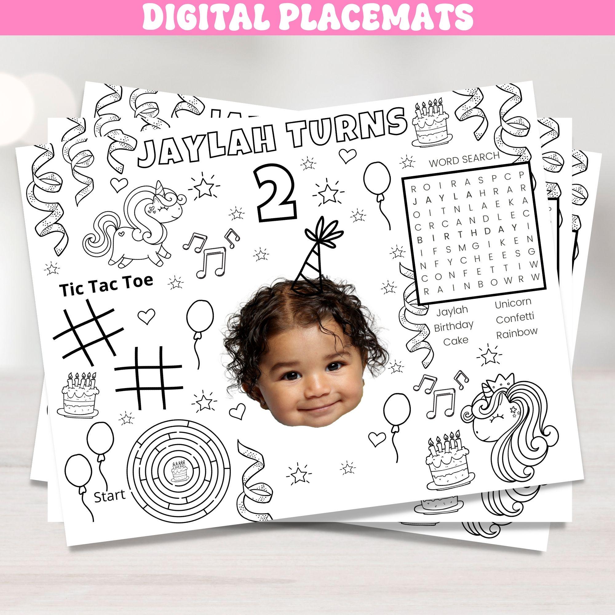 Unicorn Birthday Coloring Placemat | Magical Rainbow Party Activity ...