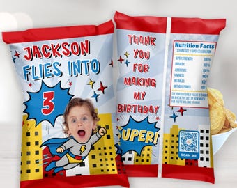 Personalized Superhero Chip Bags, Superhero Birthday Party Favors, Custom Hero Treat Bags, Superhero Birthday Decorations