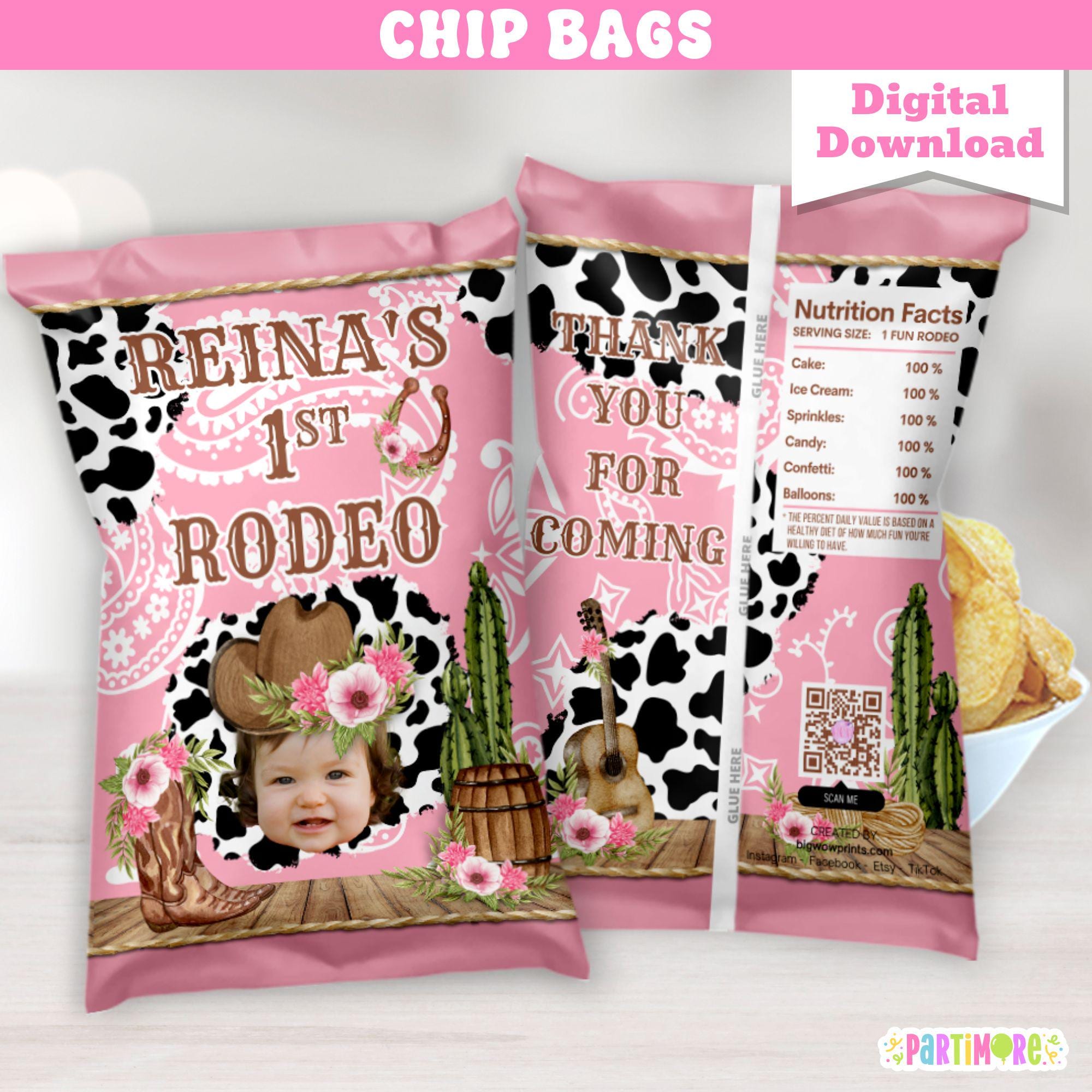 Cowgirl Rodeo Chip Bags | Pink Western Party Favors | 1st Rodeo ...