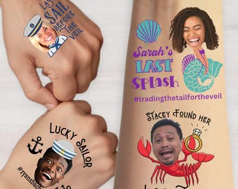 Bachelorette Party Favor Temporary Tattoos | Grooms Face Custom Photo Tattoo Station | Funny Bride Gift