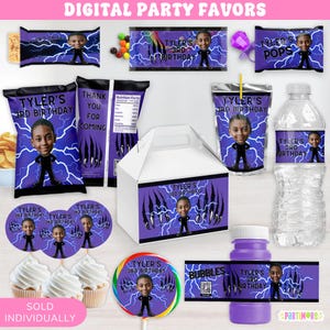 Digital personalisierte Superheld Gastgeschenke | Schwarz Lila Panther Krallen Geburtstag Thema | Druckbare benutzerdefinierte Party Dekor | EINZELN VERKAUFT