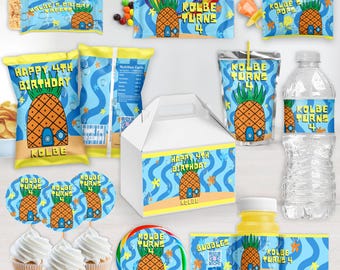 Digital Personalized Pineapple Party Favors | Retro Aloha Girls Boys Luau Pool Party Decor | Party Like A Pineapple | SOLD INDIVIDUALLY