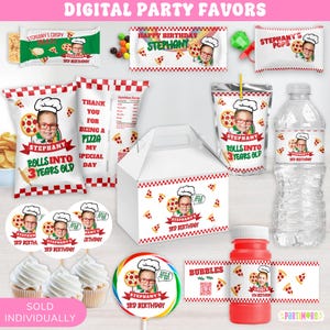 Digital Personalized Pizza Party Favors | Slice Of Fun Pizza Party Decor and Supplies | 1st 2nd 3rd Birthday | SOLD INIDIVIDUALLY