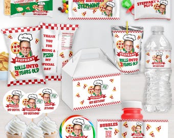 Digitaal gepersonaliseerde pizzafeestbedankjes | Slice Of Fun Pizzafeestdecoratie en benodigdheden | 1e 2e 3e verjaardag | AFZONDERLIJK VERKOCHT
