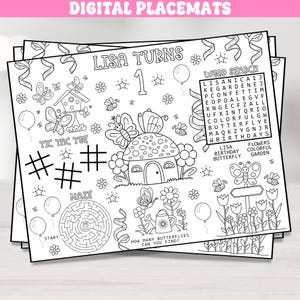 Personalized Butterfly Coloring Placemat – Summer Garden Birthday Activity Sheet | Digital Download