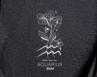 Aquarius Shirt, Aquarius Zodiac Flower Shirt, Aquarius Gift, Aquarius Astrology, Aquarius Era Shirt, Celestial Zodiac Sign Aquarius Shirt