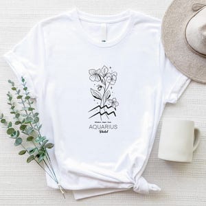 Aquarius Shirt, Aquarius Zodiac Flower Shirt, Aquarius Gift, Aquarius Astrology, Aquarius Era Shirt, Celestial Zodiac Sign Aquarius Shirt