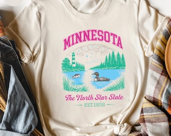 Minnesota Shirt, Minnesota The North Star State Shirt, Minnesota Souvenir Gift, Minnesota Vacation Shirt, Retro Minnesota Travel T-Shirt