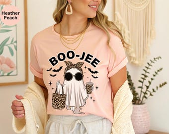 Boo-Jee Ghost Shirt, Halloween Ghost Shirt, Leopard Ghost Shirt, Halloween Boo Jee Shirt, Ghost Coffee Shirt, Girly Halloween Shirt, Boojee