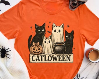 Halloween Black Cat Shirt, Halloween Catloween Shirt, Halloween Cat Shirt, Halloween Pumpkins Shirt, Halloween Cat Mom Shirt, Halloween Cat