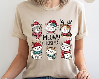 Meowy Christmas Cat Shirt, Funny Christmas Cat Shirt, Cat Lover Christmas Shirt, Happy Cat Year Shirt, Christmas Gift For Cat Mom, Cat shirt