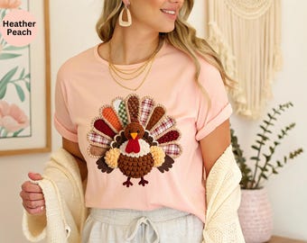 Thanksgiving Turkey Sweatshirt, Print Crochet Turkey Sweatshirt, Thanksgiving Shirt, Turkey Lover Shirt, Thanksgiving Family Reunion Shirt