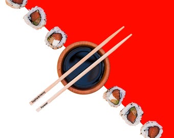 Juego de palillos de bambú personalizados: recuerdos de fiesta de sushi grabados