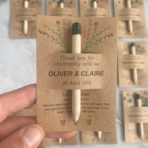 Mini bomboniere a forma di matita piantabile – Regali per gli ospiti ecologici e personalizzati – Biglietti di semi personalizzati per matrimoni rustici o botanici