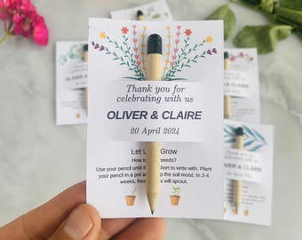 Plantable Seed Pencil Favors: Personalized Card, Eco-Friendly Gift