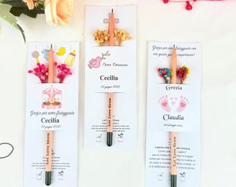 Recuerdos de fiesta ecológicos con tarjeta personalizada, tarjetas de fiesta personalizadas para niños, bolígrafo con semillas,