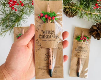 Regalos navideños personalizados: Tarjeta de invitación de Año Nuevo, Lápices plantables.