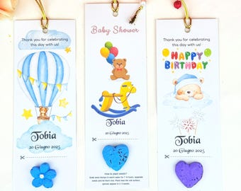 Marcapáginas de papel con semillas plantables personalizado: recuerdo de flores silvestres, tarjetas de fiesta para niños