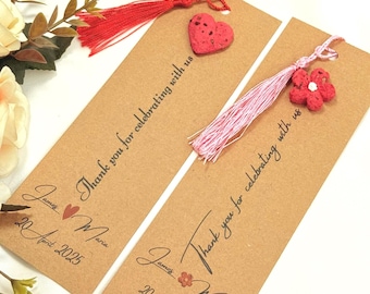 Bladwijzer met gepersonaliseerde zaadpapier: trouwbedankjes wilde bloemen, cadeaus voor bruiloften