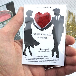 Personalisierte Samen Papier Hochzeit Gunst für Gäste. Umweltfreundlich Lassen Sie die Liebe wachsen Pflanzbare Wildblumensamenpapier Valentinstag Gefälligkeiten.