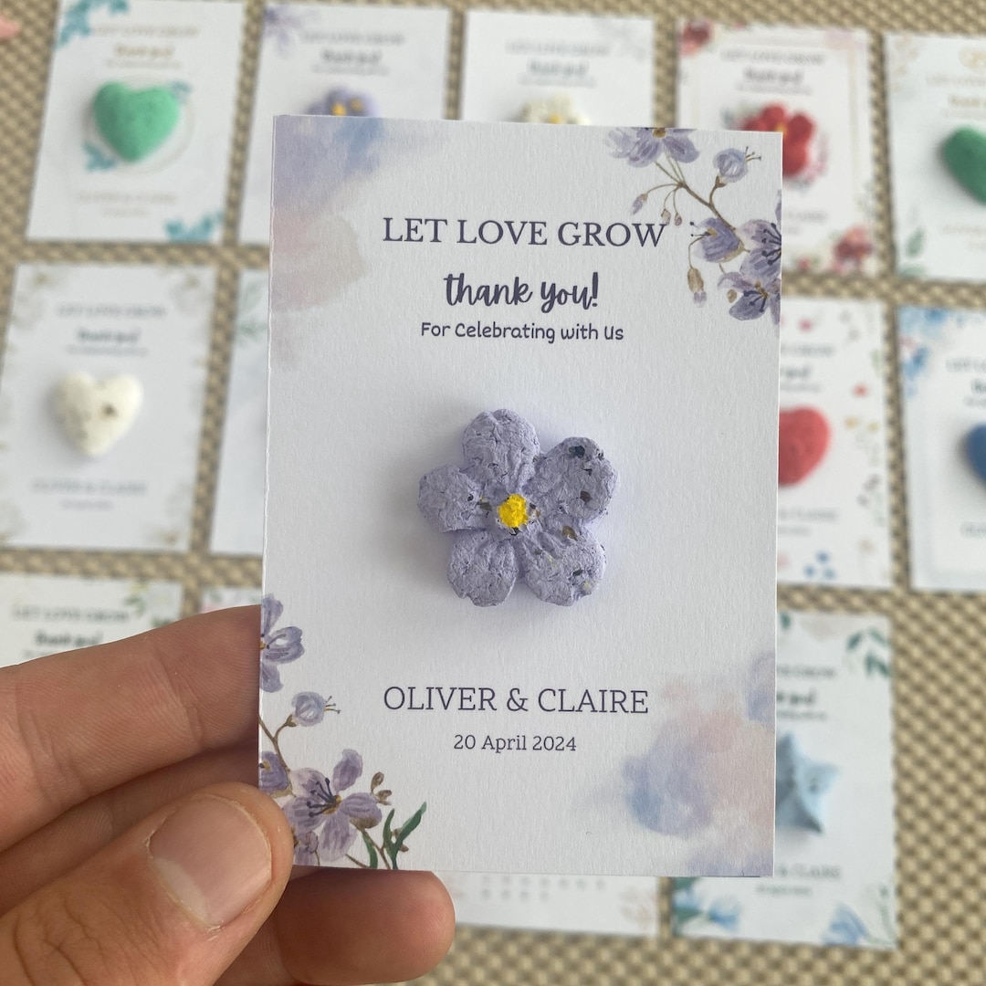 Wildflower Seed Paper Wedding Favor. Let Love Grow Plantable Seed Paper ...