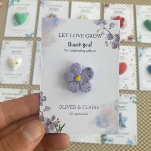 Lembrancinha de casamento de papel com sementes de flores silvestres. Papel com sementes plantáveis Let Love Grow. Lembrancinhas de batismo. Lembrancinhas de chá de bebê. Presente de Dia de Mather.